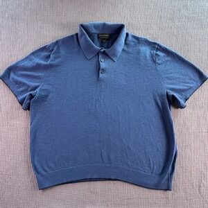 Banana Republic XXL Polo Shirt Mens Grandpa Sweater Cotton Blue Short Sleeve
